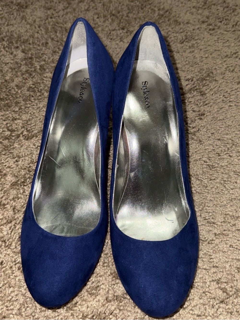 Style & Co. Navy Blue Suede Round Toe Heels
